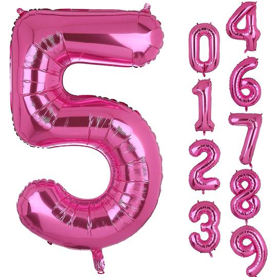 HOT PINK XL (86cm) Foil Number Balloons, with helium